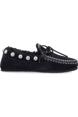 Isabel Marant Schoenen, Dames, Zwart, 36 EU, Leer, Fitza Shearling Loafer