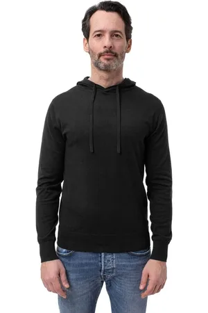 PEOPLE OF SHIBUYA Sweatshirts & Hoodies, Heren, Zwart, S, Katoen, Zwarte Katoen Kasjmier Hoodie met Trekkoord