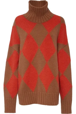 La DoubleJ Truien, Dames, Oranje, 2Xl, Polyester, Cozy Alpaca Argyle Trui