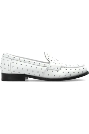Tory Burch Schoenen, Dames, Wit, 37 1/2 EU, Leer, Studded Classic Loafer
