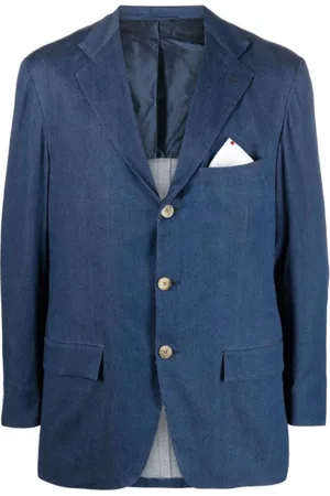 Kiton Jassen, Heren, Blauw, 2Xl, Katoen, Ocean Stretch-Cotton Blazer