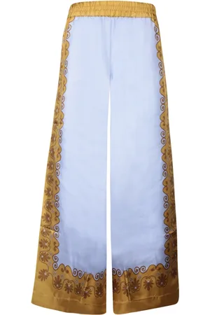 La DoubleJ Broeken, Dames, Blauw, L, Zijden Palazzo Broek
