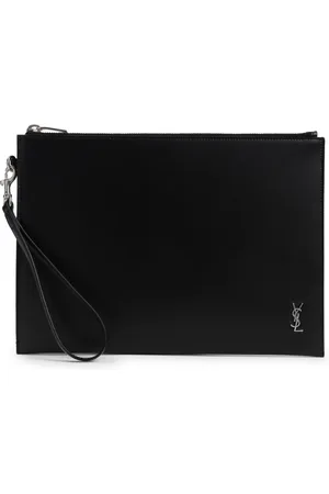 Saint Laurent Tassen, Dames, Zwart, ONE Size, Leer, Zwarte Leren Clutch Tas