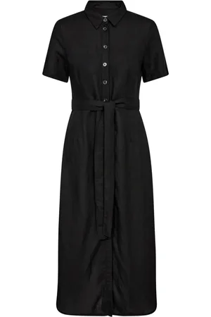 Part Two Kleedjes, Dames, Zwart, L, Zwarte Shirt Jurk met Korte Mouwen