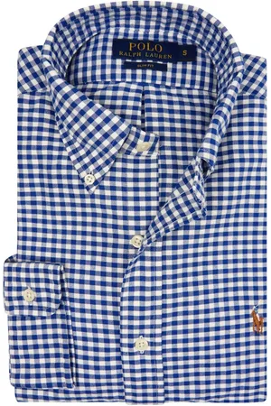 Ralph Lauren Overhemden, Heren, Blauw, S, Katoen, Casual Geruit Overhemd