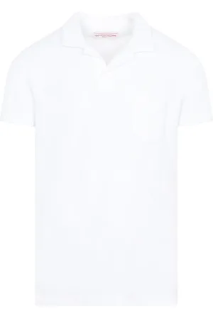 Orlebar Brown Tops, Heren, Wit, L, Katoen, Wit Poloshirt Stijlvolle Keuze