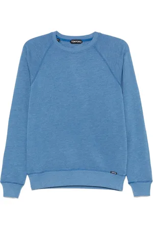 Tom Ford Sweatshirts & Hoodies, Heren, Blauw, L, Katoen, Cotton Blend Sweatshirt