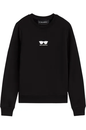Karl Lagerfeld Sweatshirts & Hoodies, Dames, Blauw, L, Katoen, Geborduurde Sweatshirt met Zonnebril