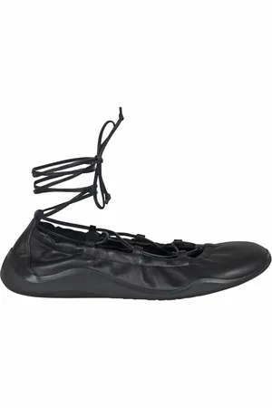 vic matiè Schoenen, Dames, Zwart, 38 EU, Leer, Leren Ballerina Flats met Enkellinten