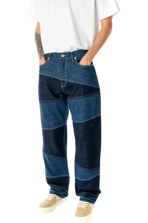 Kenzo Jeans, Heren, Blauw, W30, Denim, Patchwork Botan Loose Jeans
