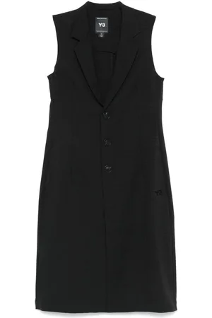 Y-3 Jassen, Dames, Zwart, XS, Katoen, Geknoopte Waistcoat met Ritssluiting