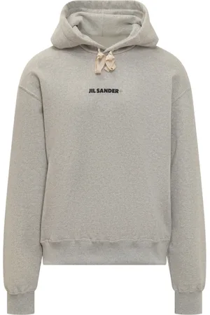 Jil Sander Sweatshirts & Hoodies, Heren, Grijs, XL, Katoen, Logo Hoodie Sweatshirt