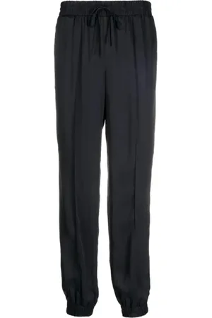 Jil Sander Broeken, Dames, Blauw, M, Spandex, Taps toelopende broek met trekkoord
