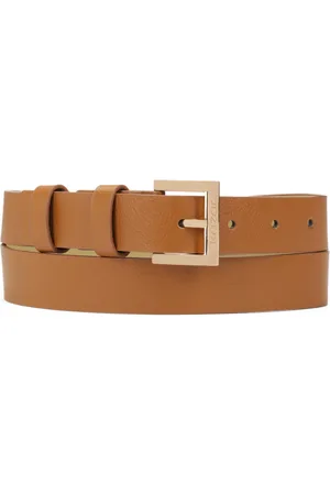 Kazar Accessoires, Dames, Bruin, 90 CM, Leer, Minimalistische leren riem met vierkante gesp