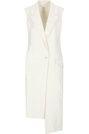 Y-3 Jassen, Dames, Wit, S, Linnen, Witte Linnenmix Jurk zonder Mouwen