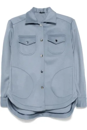 Kiton Jassen, Dames, Blauw, M, Kasjmier, Lichtblauwe Kasjmier Jas met Drukknoopsluiting