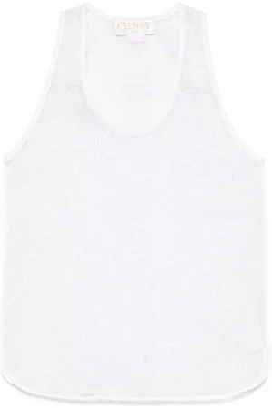 GENNY Tops, Dames, Wit, XS, Witte Mouwloze Top met Zijsplitten