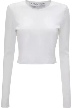 J.W.Anderson Tops, Dames, Wit, M, Katoen, Witte Katoenen Logo Top
