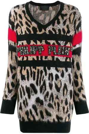 Philipp Plein Truien, Dames, Veelkleurig, S, V-hals Truien Blouse