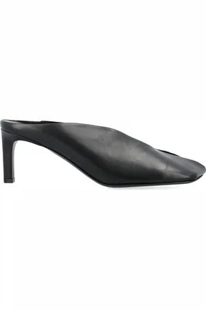 Jil Sander Schoenen, Dames, Zwart, 39 EU, Leer, Zwarte leren muiltjes met hoge hak