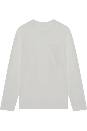 Jil Sander Tops, Heren, Wit, M, Katoen, T-shirt met lange mouwen en ronde hals