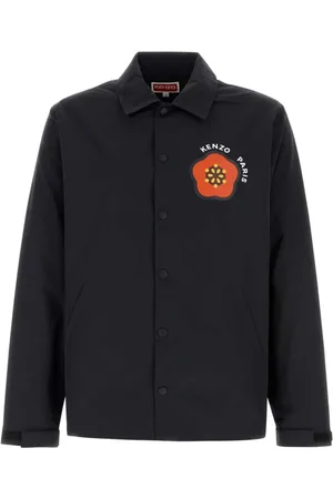 Kenzo Jassen, Heren, Zwart, M, Katoen, Stijlvolle Zwarte Jas van Katoenmix