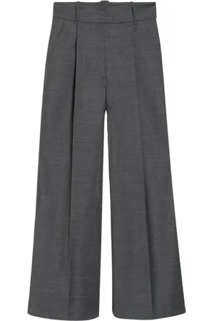 Ivy & Oak Broeken, Dames, Grijs, 3Xl, Wol, Wijde Pijpen Geplooide Broek
