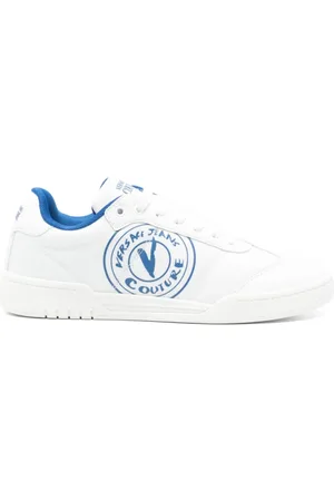 VERSACE Schoenen, Heren, Wit, 42 EU, Witte Veterschoenen met Merkdetail
