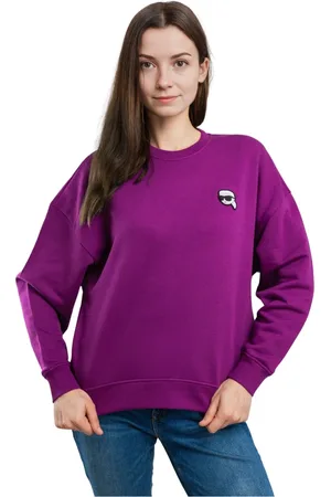 Karl Lagerfeld Sweatshirts & Hoodies, Dames, Paars, S, Katoen, Katoenen Sweatshirt