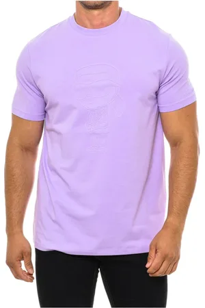 Karl Lagerfeld Tops, Heren, Paars, 2Xl, Katoen, T-shirt met korte mouwen, klassieke stijl