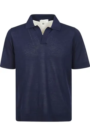 FILIPPO DE LAURENTIIS Tops, Heren, Blauw, M, Katoen, Katoenen poloshirt met halve mouwen