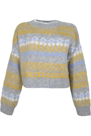 HUGO BOSS Truien, Dames, Veelkleurig, S, Wol, Wollen trui met ronde hals