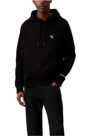 Calvin Klein Sweatshirts & Hoodies, Heren, Zwart, M, Katoen, Zwarte hoodie met geborduurd logo