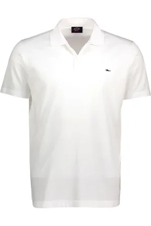 Paul & Shark Tops, Heren, Wit, M, Katoen, Cotton Piqué Polo met Shark Badge