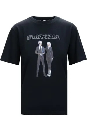 Karl Lagerfeld Tops, Dames, Zwart, M, Katoen, T-shirt met grafische print