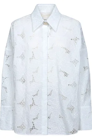 GENNY Blouses & Shirts, Dames, Wit, S, Katoen, Witte Bloemenshirt voor Vrouwen