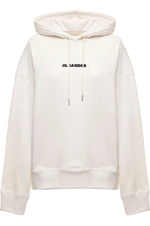 Jil Sander Sweatshirts & Hoodies, Dames, Wit, S, Katoen, Witte Katoenen Hoodie voor Dames