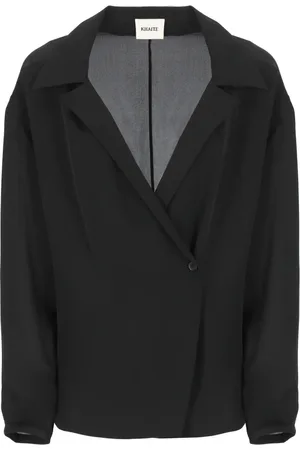 Khaite Jassen, Dames, Zwart, S, Zijden Blouse met Reverskraag