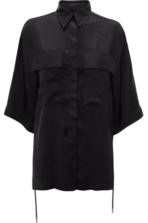 J.W.Anderson Blouses & Shirts, Dames, Zwart, S, Casual Zwart Viscose Shirt met Korte Mouwen