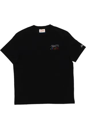 MC2 SAINT BARTH Tops, Heren, Zwart, L, Katoen, Zwarte Portofino T-shirt met Borduurwerk