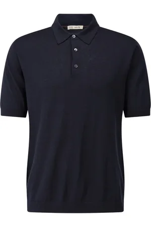 MAURIZIO BALDASSARI Tops, Heren, Blauw, XL, Zijde Blend Polo Shirt Lichtgewicht Elegant