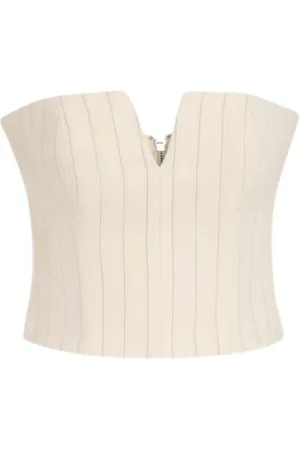 ZIMMERMANN Tops, Dames, Wit, S, Wol, Gestreept wollen bustiertop