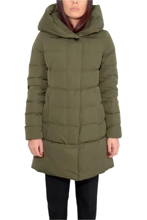Woolrich Jassen, Dames, Groen, L, Polyester, Puffy Prescot Parka