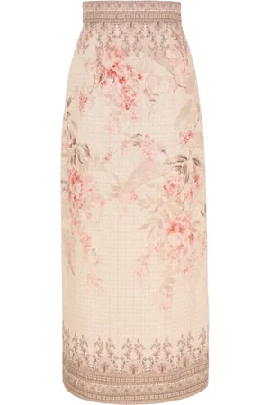 ZIMMERMANN Rokken, Dames, Veelkleurig, M, Graphic Print High-Waisted Rok