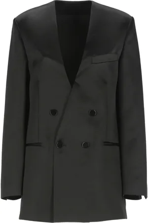 Serafini Jassen, Dames, Zwart, M, Satijn, Satijnen Blazer met V-hals