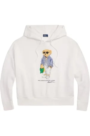 Ralph Lauren Sweatshirts & Hoodies, Dames, Wit, M, Katoen, Chique Hoodie met Polo Beer Design