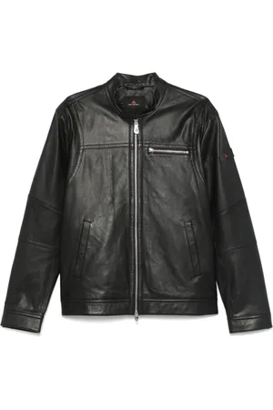 Peuterey Jassen, Heren, Zwart, L, Leer, Luxe Zwarte Bovenkleding Jas