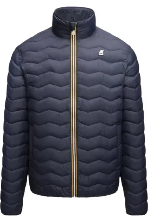 K-Way Jassen, Heren, Blauw, L, Polyester, Valentine Gewatteerde Warme Jas met Rits