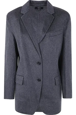 THEORY Jassen, Dames, Blauw, S, Leer, Getailleerde Jas