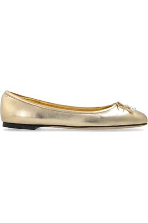 Jimmy Choo Schoenen, Dames, Geel, 39 EU, Leer, Leren Ballerina`s ‘Elme’